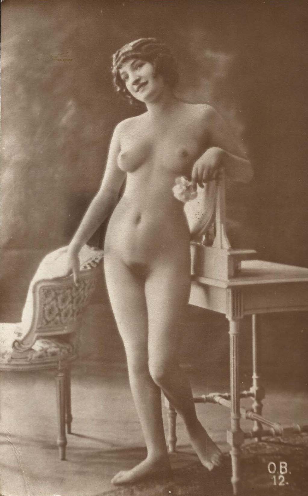 S French Risque Nude Beauty Seated Lady Naked Woman Photo Postcard My Xxx Hot Girl